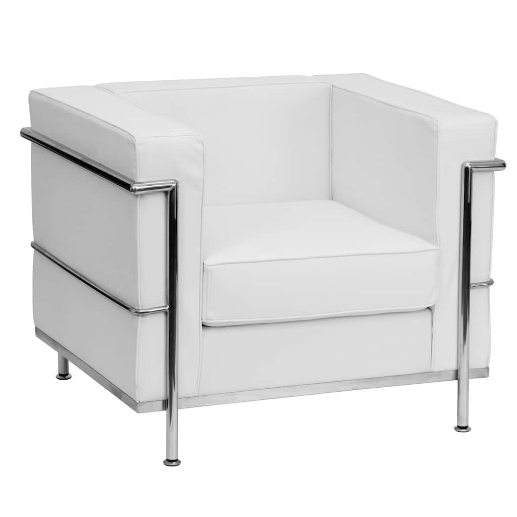 Contemporary LeatherSoft Chair with Double Bar Encasing Frame