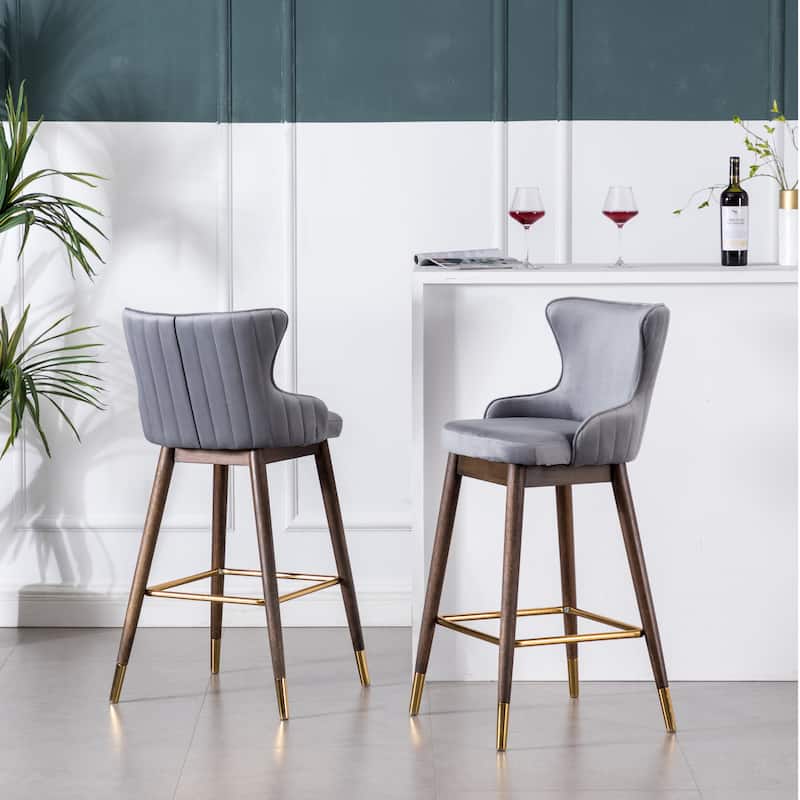 Leland Fabric Upholstered Wingback Bar Stools