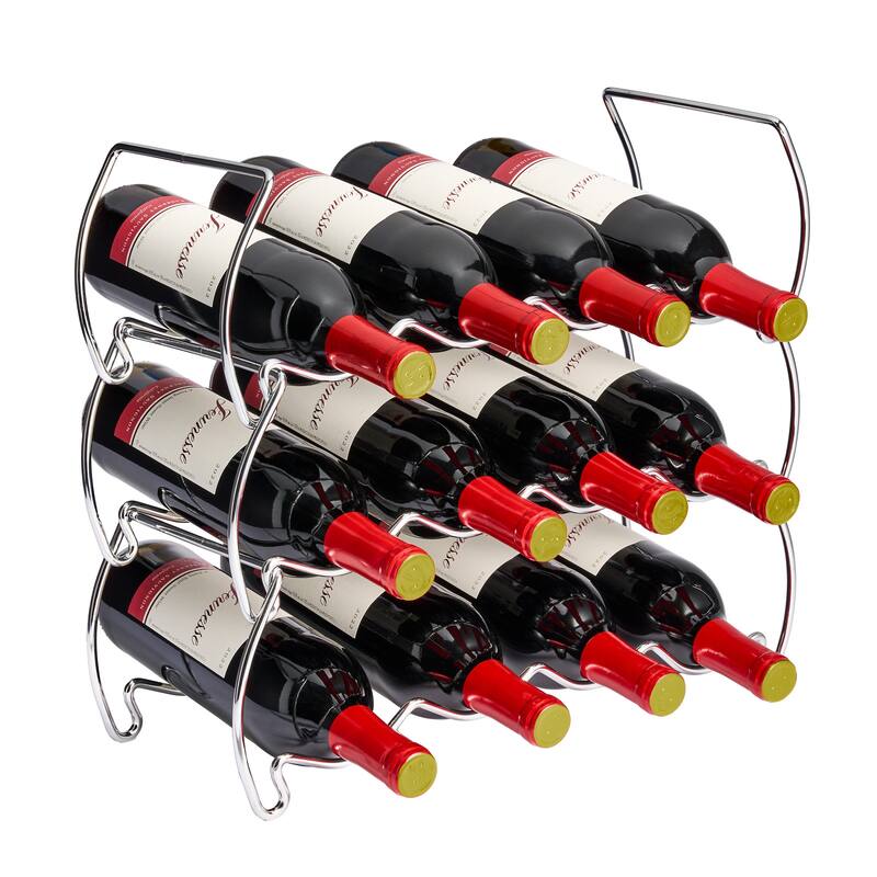 Metal Detachable Wine Rack - 3 Tier, Copper - 14" L x 16.5" W x 7" D - Silver