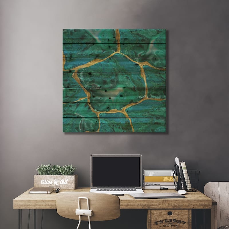 Malachite Accent Print On Wood by Danielle Carson - Multi-Color