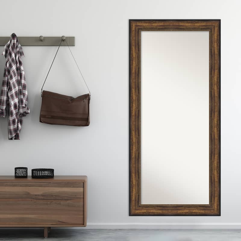 Non-Beveled Wood Full Length Floor Leaner Mirror - Ballroom Bronze Frame - Ballroom Bronze - Glass Size 24 x 60