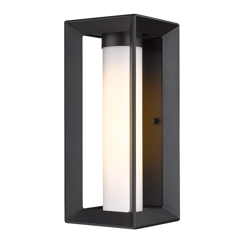 Golden Lighting Smyth 14" Tall Outdoor Wall Sconce with Frosted Glass - Natural Black