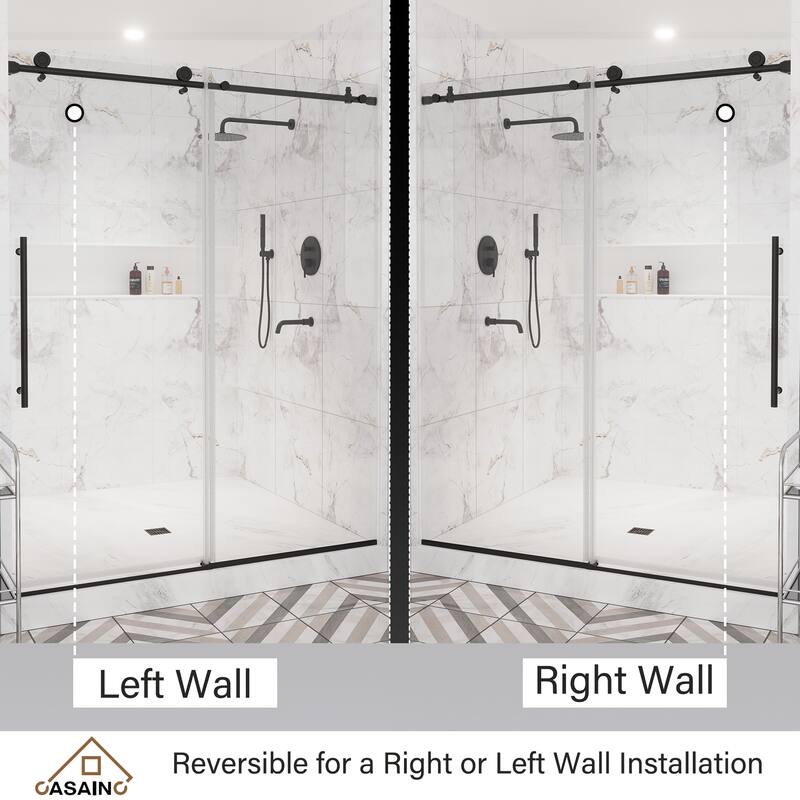 CASAINC 48 or 60 in. W x 76 in. H Single Sliding Frameless Shower Door