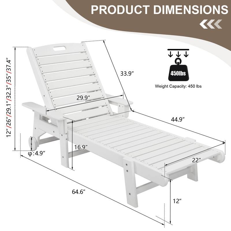 Outdoor High-density Polyethylene Reclining Chaise Lounge