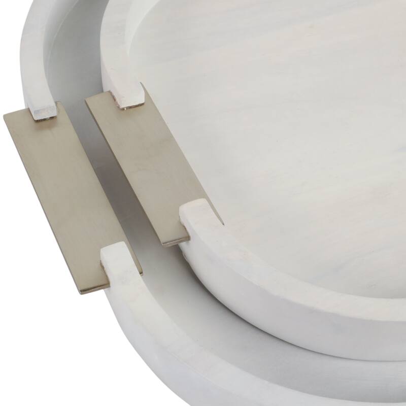 Decorative Square Wood Accent Tray - Set of 2 - 18", 14", White - 18.0"