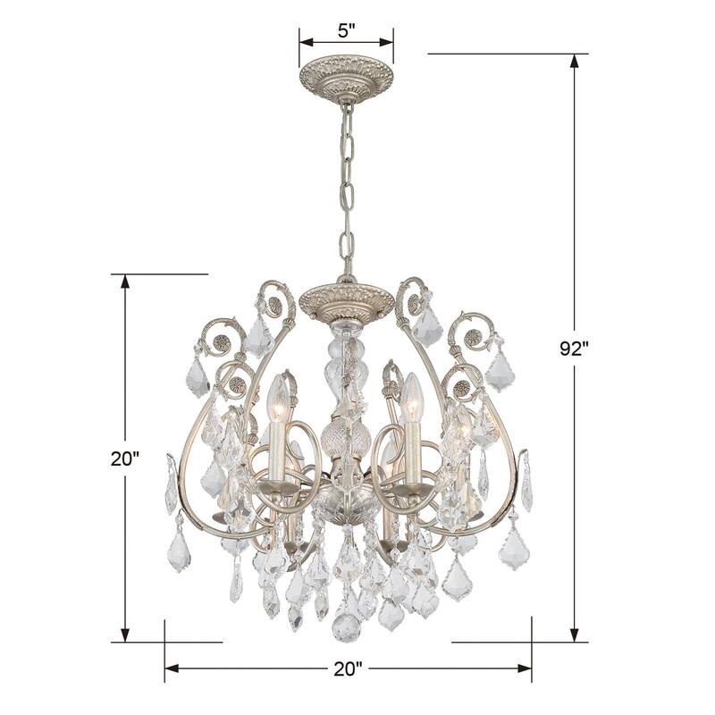 Regis 6 Light Clear Hand Cut Crystal Silver Semi-Flush - 20'' W x 20'' H