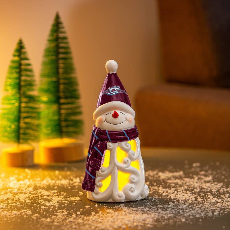 Colorado Avalanche Snowman LED Garden Statuary, 8"