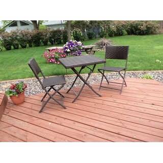 Shop Costway 3 PC Outdoor Folding Table Chair Furniture ...