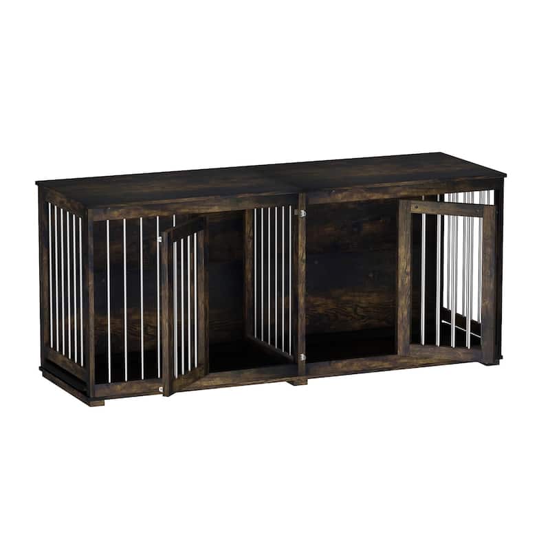 Dog Crate with Double Doors TV Stand for Large Medium Small Dogs,70"W