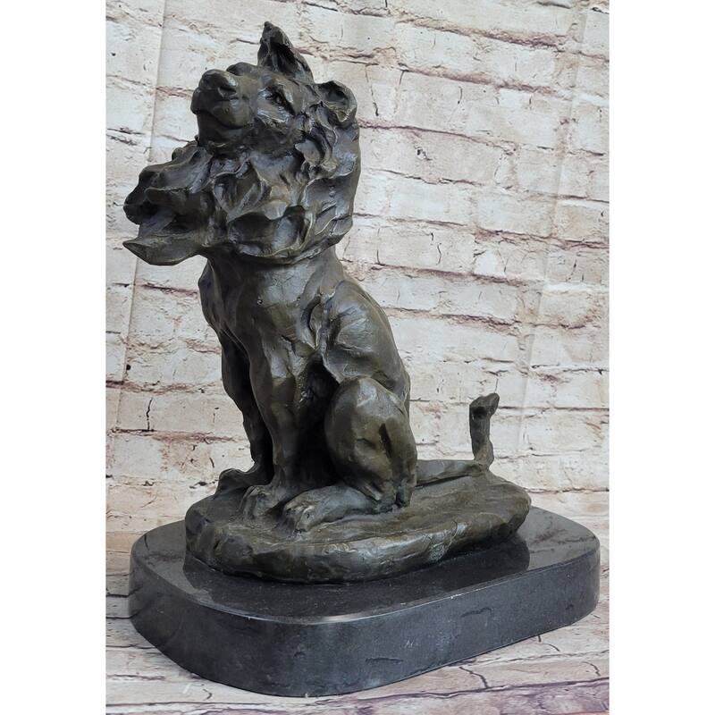 Abstract Crude Imitative Lion King Bronze Statue Sculpture Original Art On Marble Base