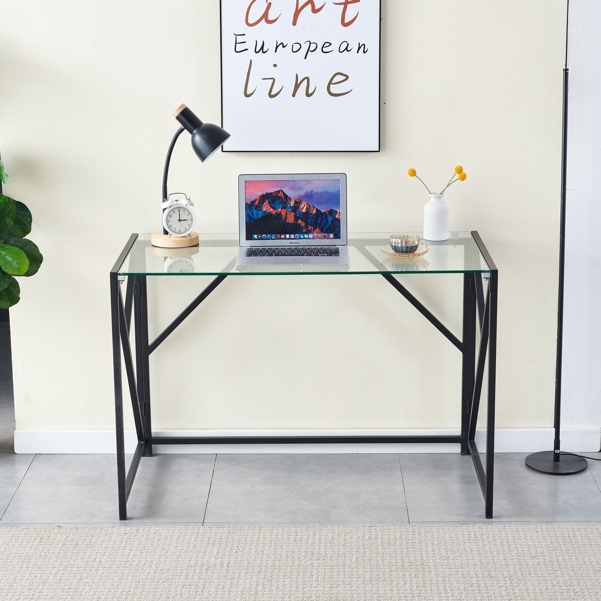 Glass top laptop desk deals