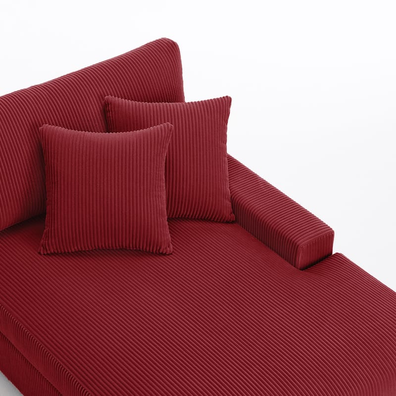 Corduroy Chaise Lounge Chair Upholstered Indoor Lounger Sofa