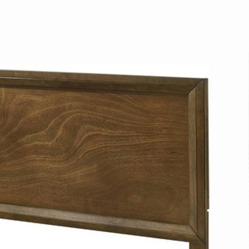 Rouk Twin Size Bed w Panel Headboard, Walnut Brown Okume Veneer