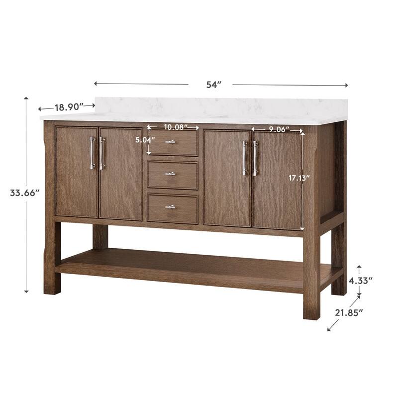54-Inch Solid Wood Bathroom Vanity with Sink – Minimalist Design for Modern Interiors