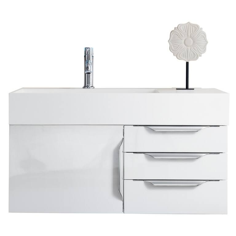 James Martin Vanities Mercer Island 36" Single Vanity, Glossy White with Brushed Nickel Hardware