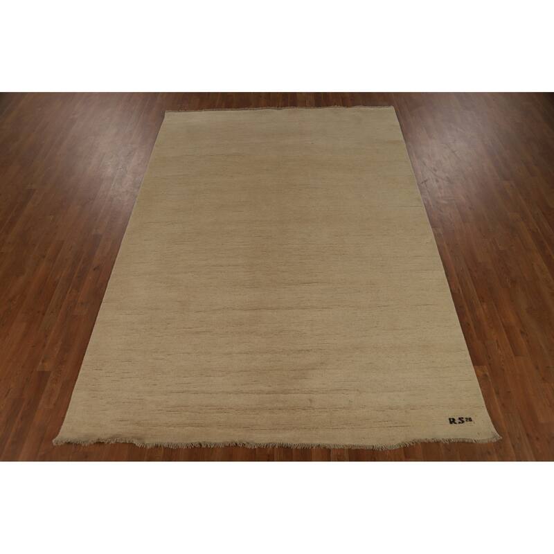 Solid Modern Gabbeh Oriental Rug Handmade Living Room Wool Carpet - 6'10" x 9'7"