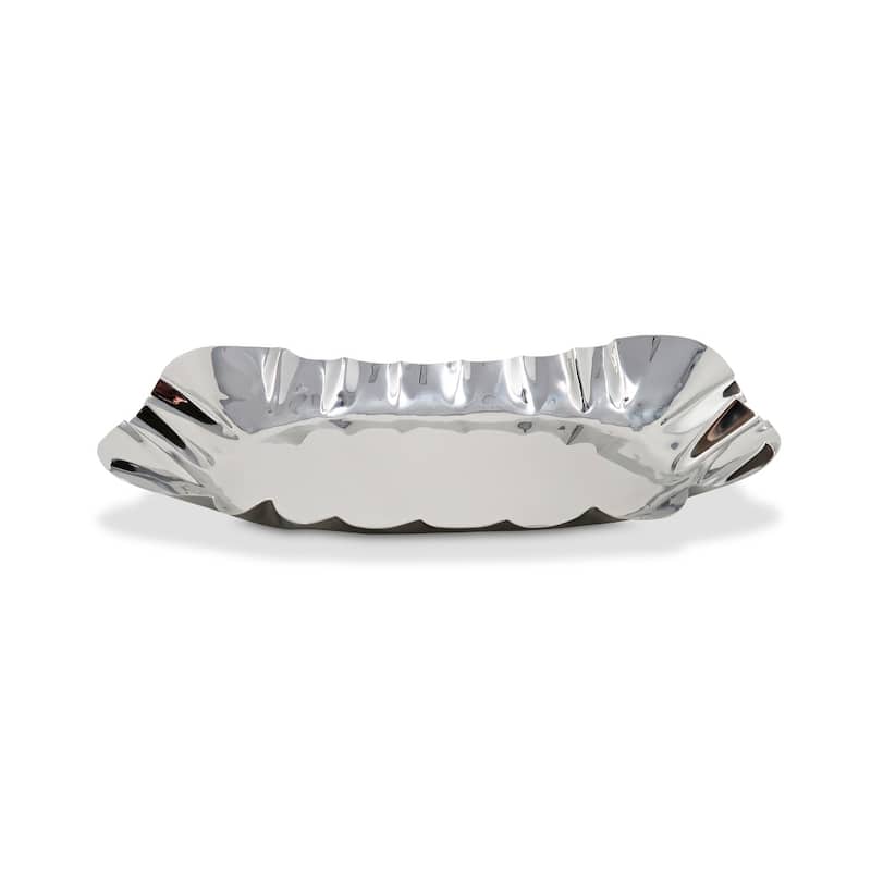 Hammered Serving Tray 17.25"L Stainless Steel