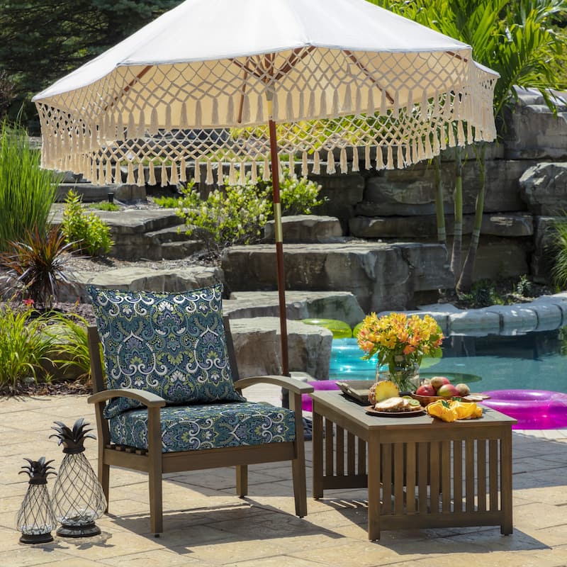 ARDEN Sapphire Blue Leala Damask Outdoor Deep Seat Cushion Set - 24 W x 24 D in.