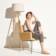 preview thumbnail 18 of 25, Brightech Emma 61 in. Mid-Century Modern LED Super Bright Floor Lamp with Beige Fabric Drum Shade