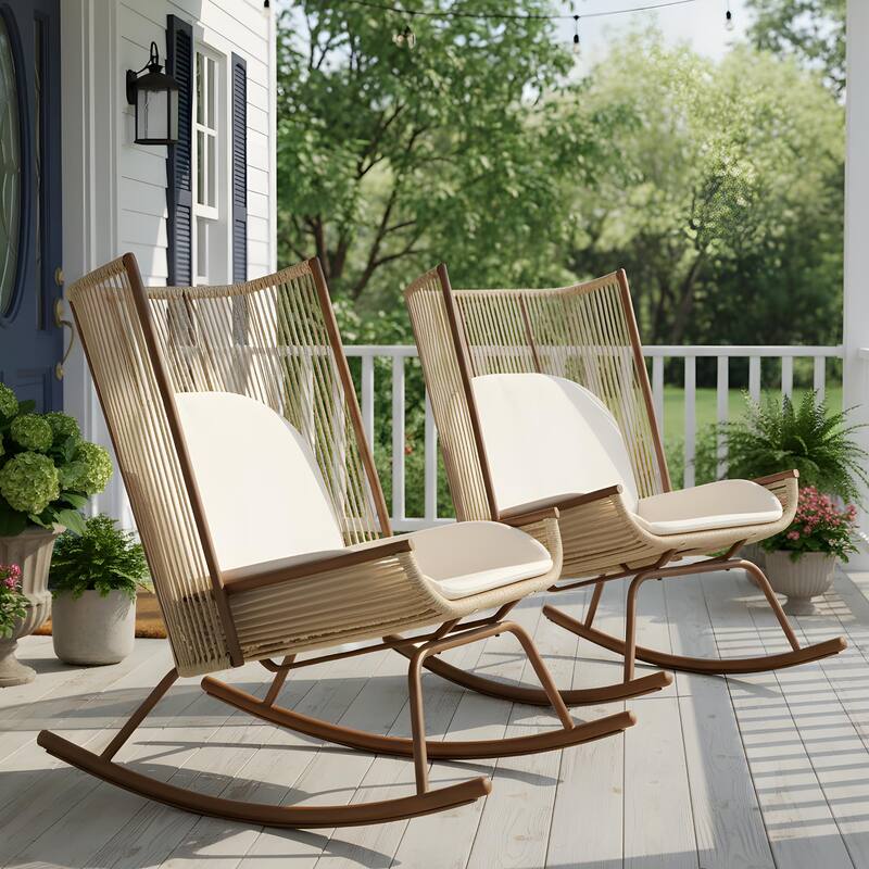 Christopher Knight Home - Modern Outdoor Rocking Chair with PE Rattan and High Back