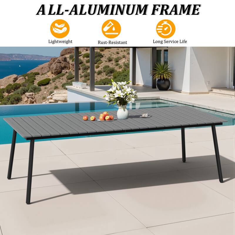 11PC Outdoor Patio Dining Set Aluminum Table with Stackable Armchairs w/ Market Umbrella Set