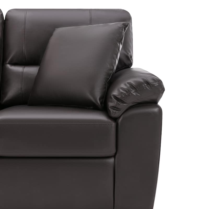 Upholstered Living Room Set, 3 Pieces - Faux Leather Loveseat, Sofa with Ottoman
