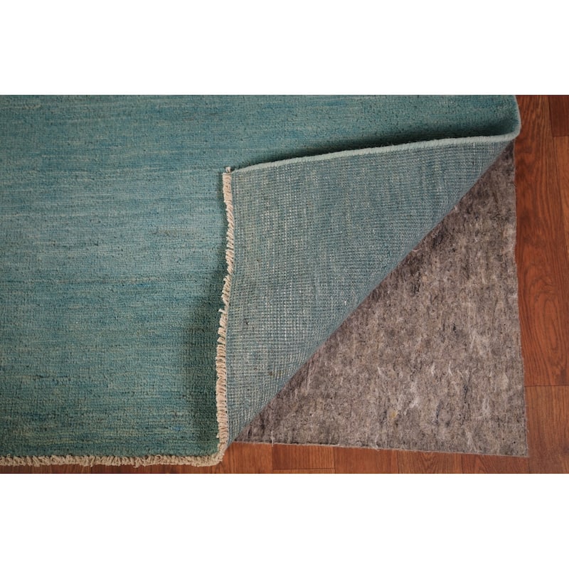 Aqua Blue Gabbeh Modern Area Rug Handmade Wool Carpet - 6'6" x 9'7"