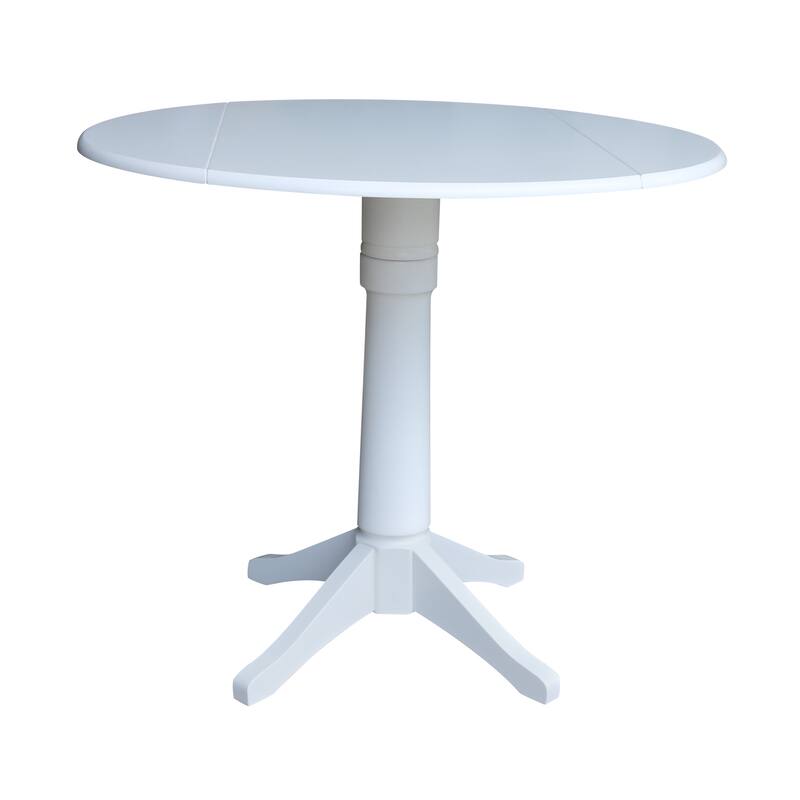 42 In Round Top Drop Leaf Table with 2 Counter Height Stools
