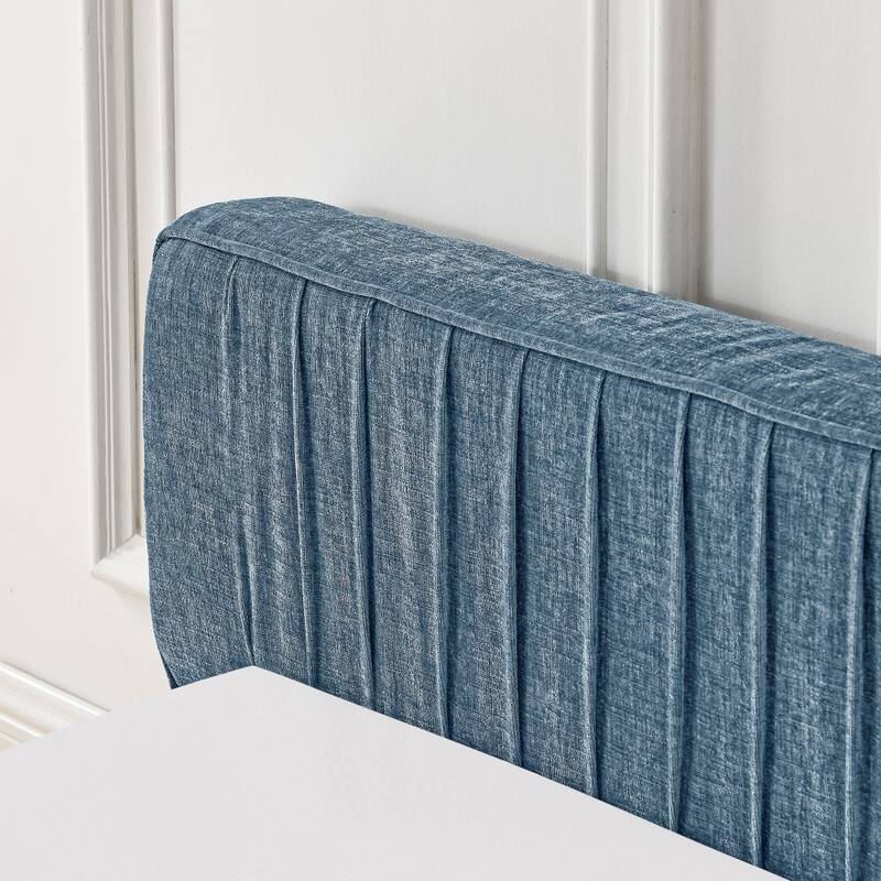 Queen Size Chenille Upholstered Platform Bed with Headboard and Solid Frame