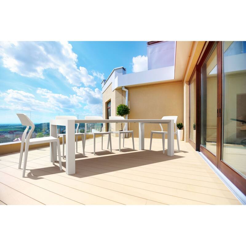 32.75" White Solid Patio Dining Chair