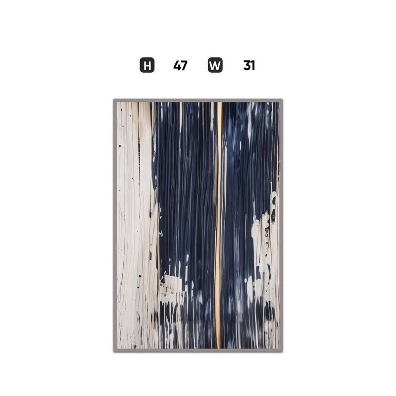 Black, White Gold Handmade Pant Abstract Textured Oil Canvas Wall Art 47" X 31"