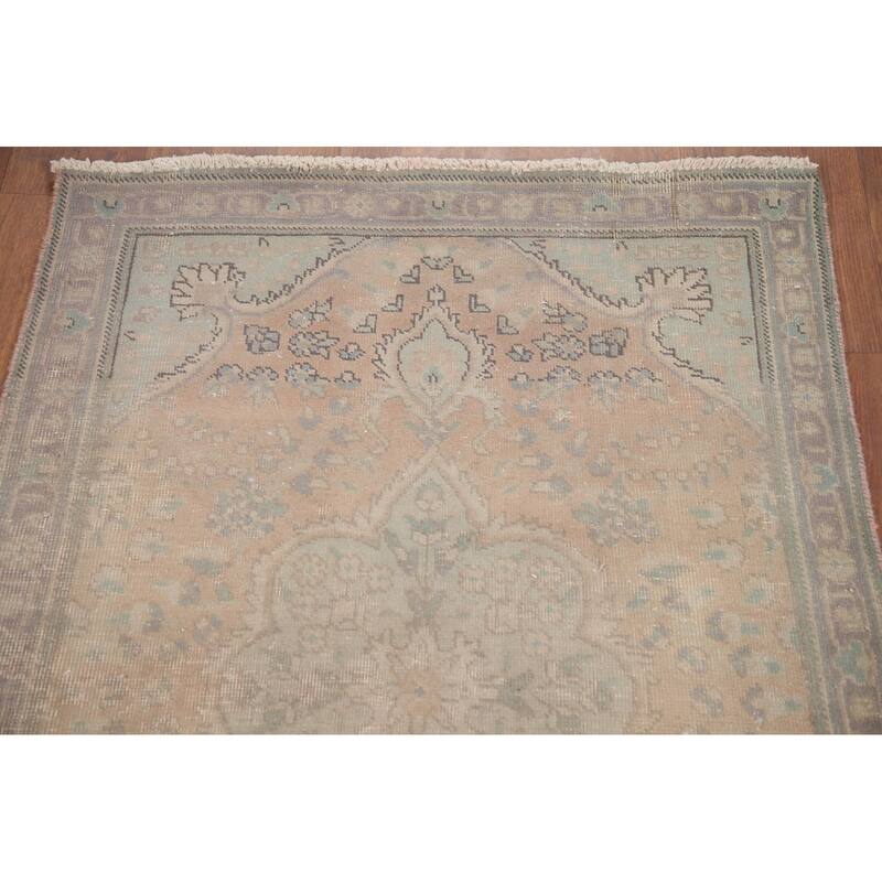 Hand Knotted Oriental 100% Wool Carpet Traditional Floral Pink Tabriz Area Rug - 4' 7'' X 3' 1''