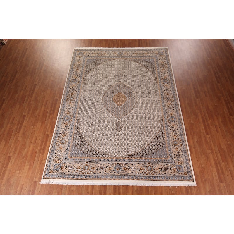 Traditional Kashan Turkish Area Rug Machine Made Beige Carpet - 9'9" x 13'1"