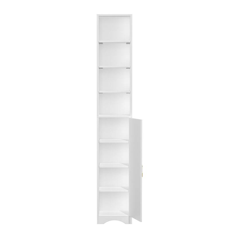 VECELO 70.9 Inches 8-tier Tall Narrow Bookshelf Bookcase with Door for Home Office