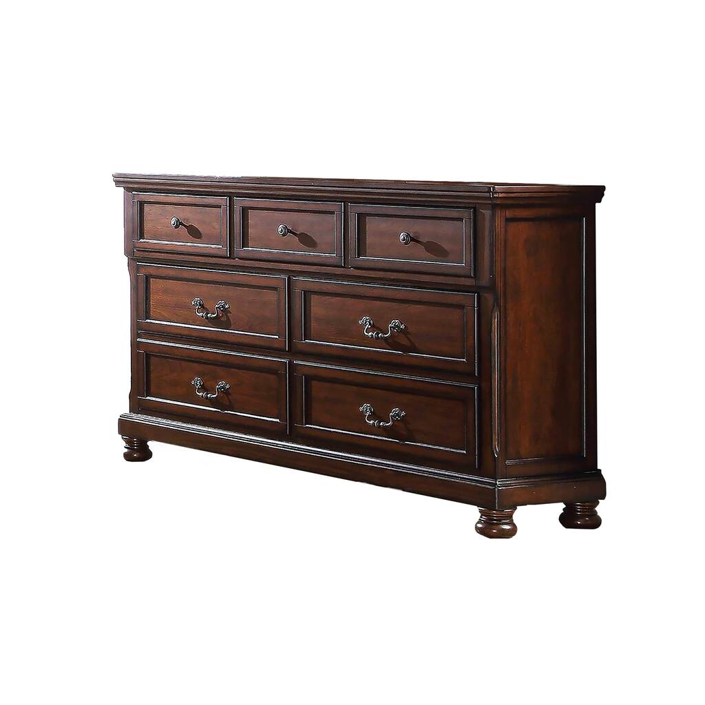 Pine Wood Dresser with 7 Drawers in Brown