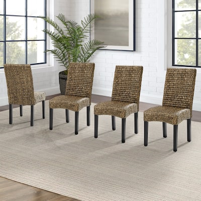 Crosley Edgewater Water Hyacinth Seagrass/ Wood Dining Chair (Set of 4) - 24"x18.75"x37.38"