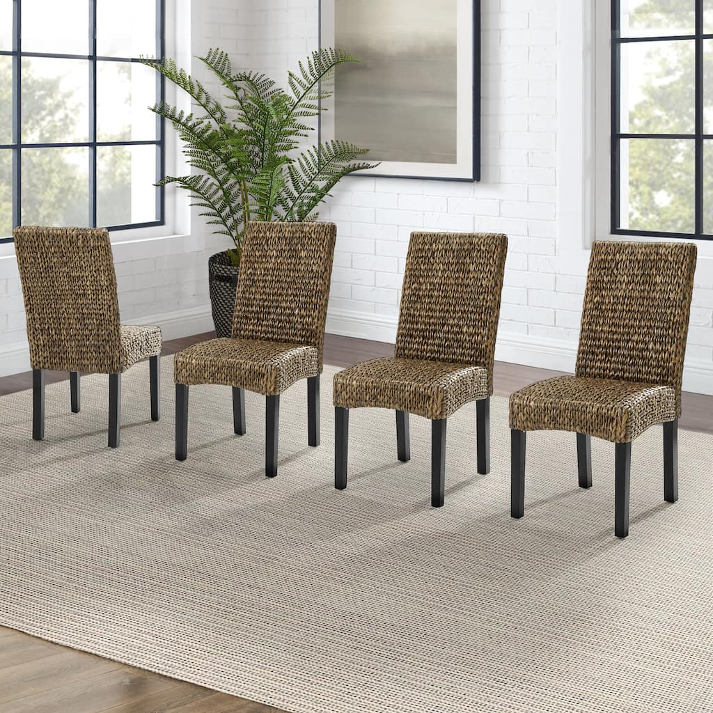 Crosley Edgewater Water Hyacinth Seagrass/ Wood Dining Chair (Set of 4) - 24"x18.75"x37.38"
