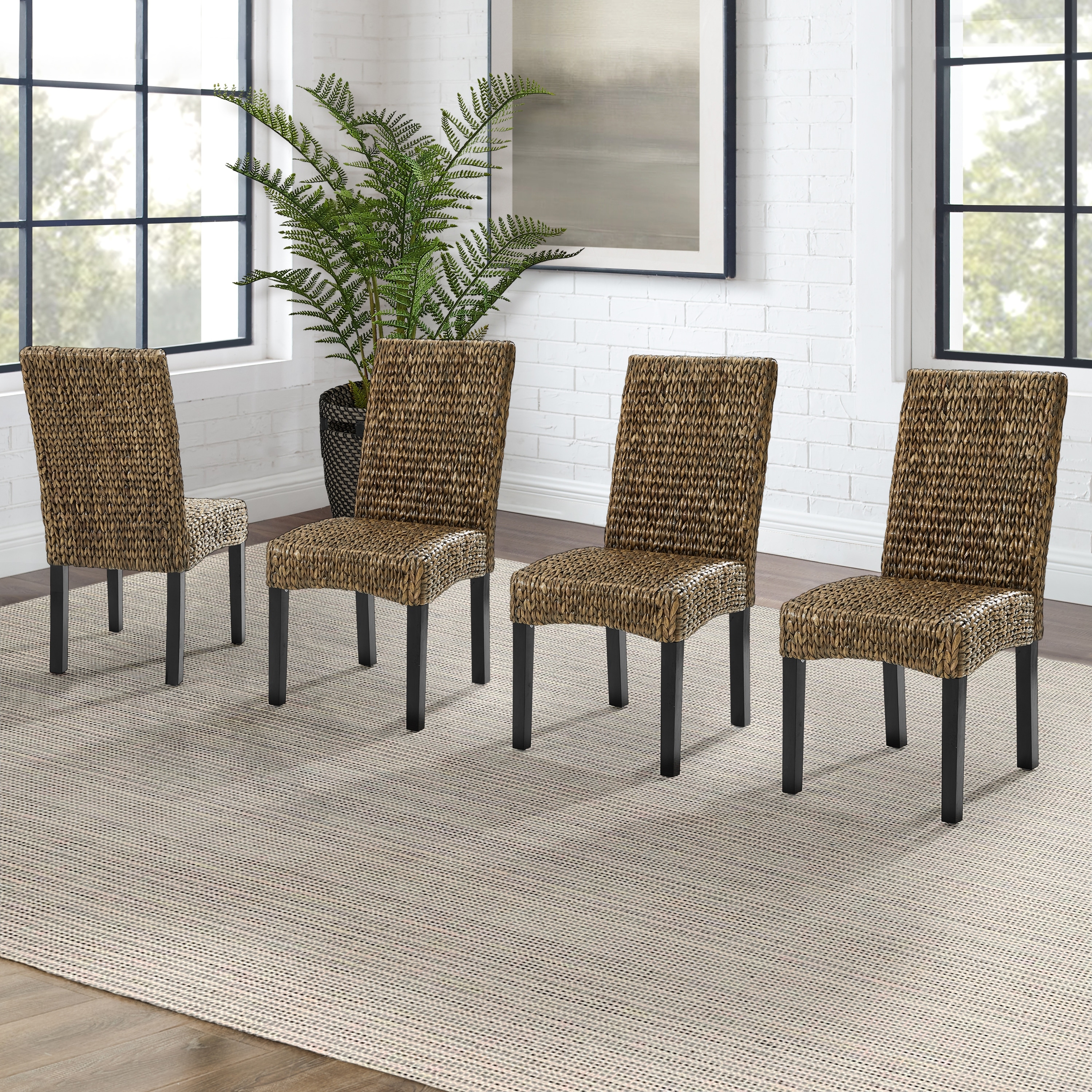 Crosley Edgewater Water Hyacinth Seagrass/ Wood Dining Chair (Set of 4) - 24"x18.75"x37.38"