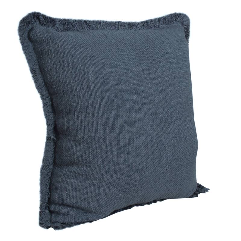 Hand Woven Throw Pillow with Fringe - 20" - Navy Blue