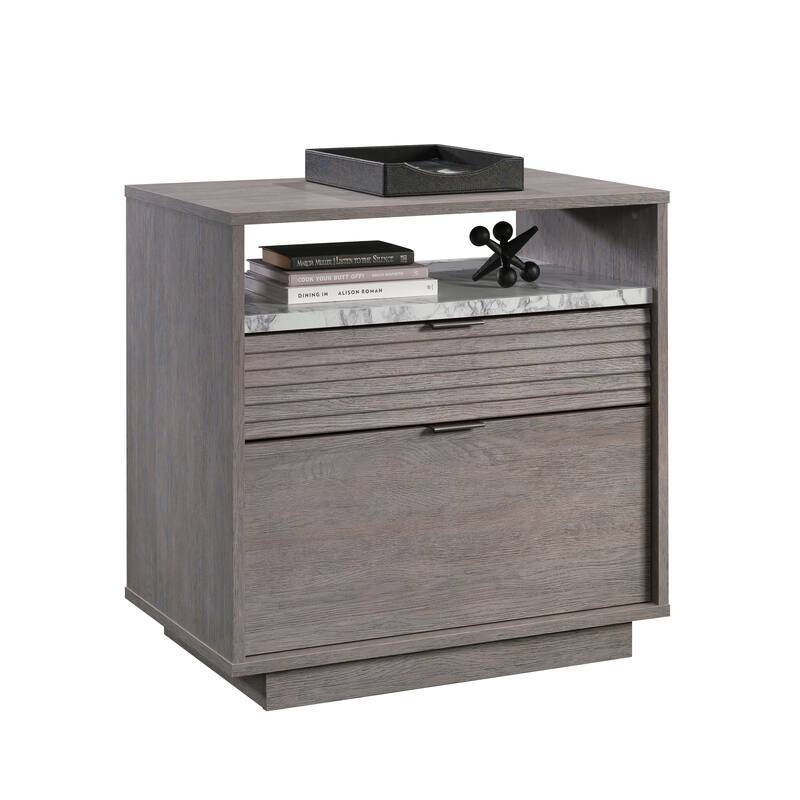 Wood Lateral File with Two Drawers, Medium Gray