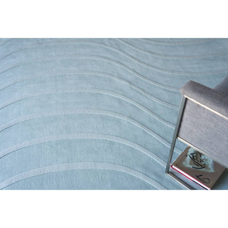 Exquisite Rugs Tempo Handmade Handloomed New Zealand Wool Light Blue Area Rug