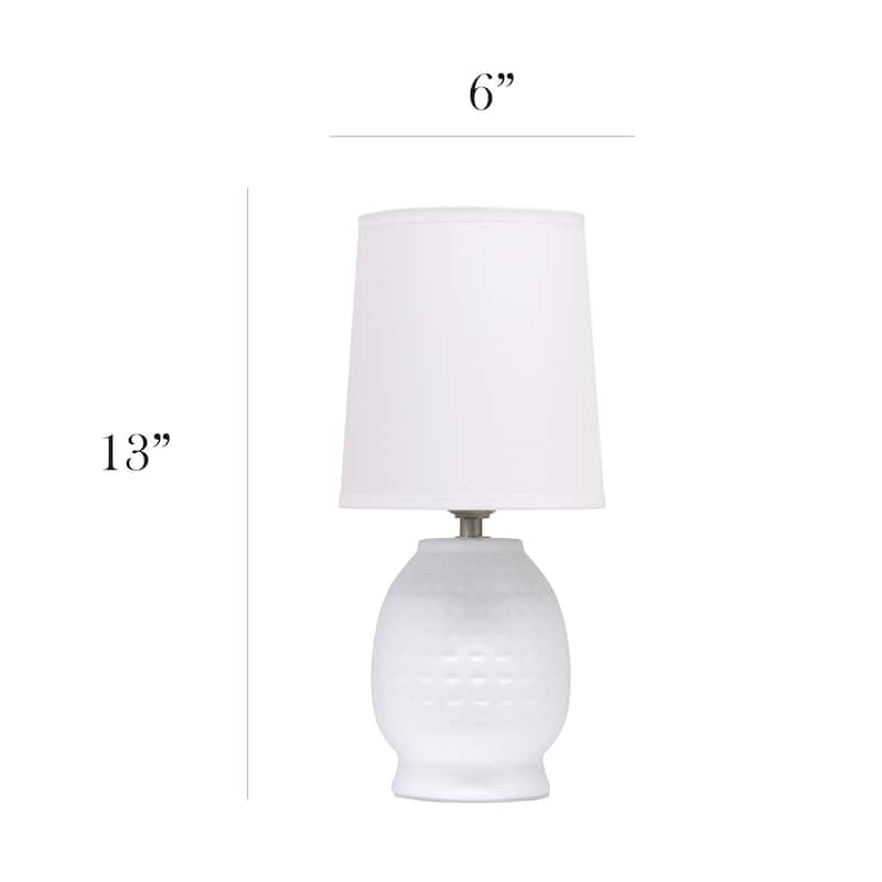 Petite Dimpled Ceramic Table Lamp with Tapered Shade - 12.5" - Off White