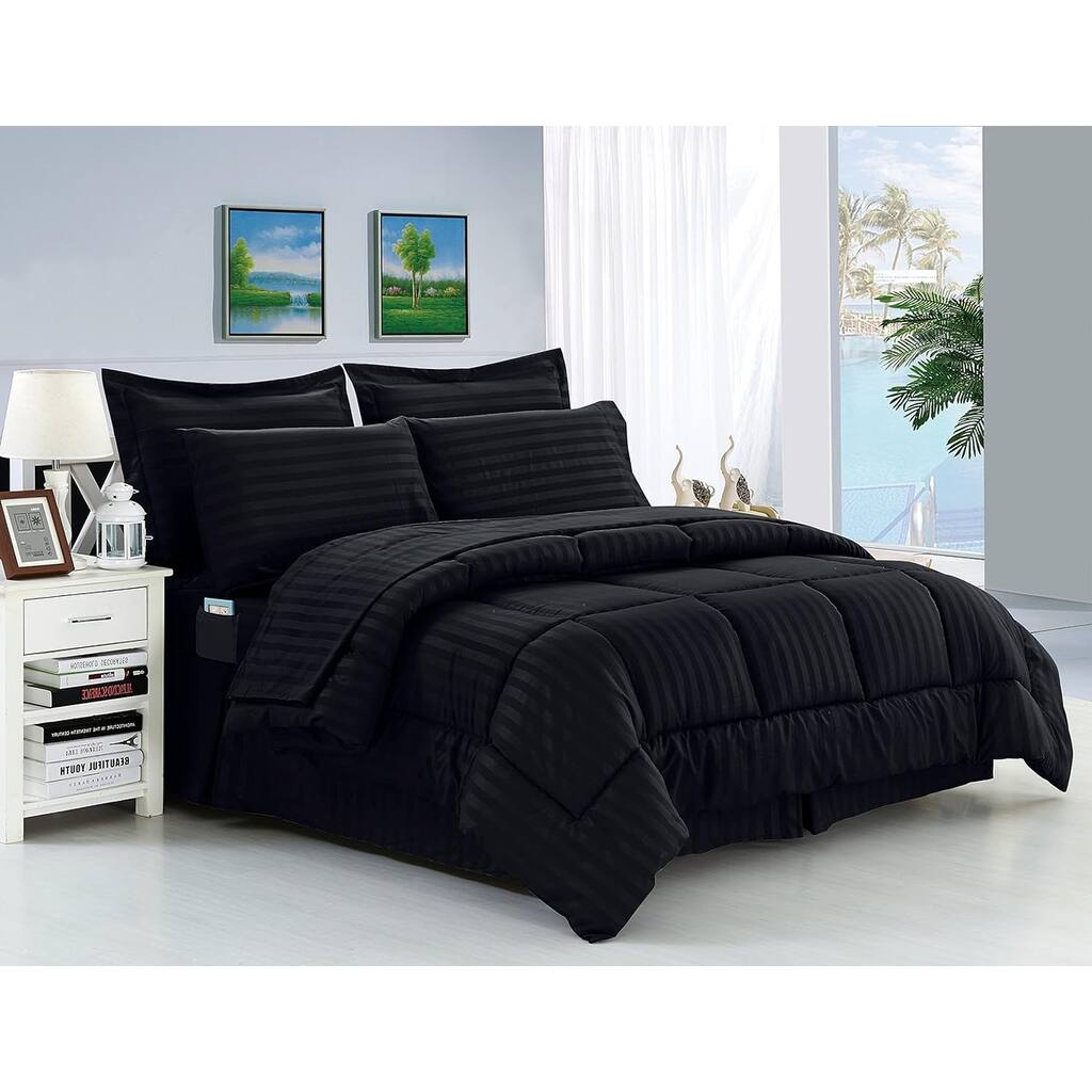 Elegant Comfort Wrinkle Resistant Bed-in-a-Bag 8-Piece Comforter Set