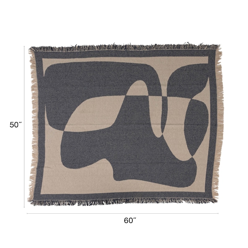 Woven Cotton Blend Jacquard Throw Blanket