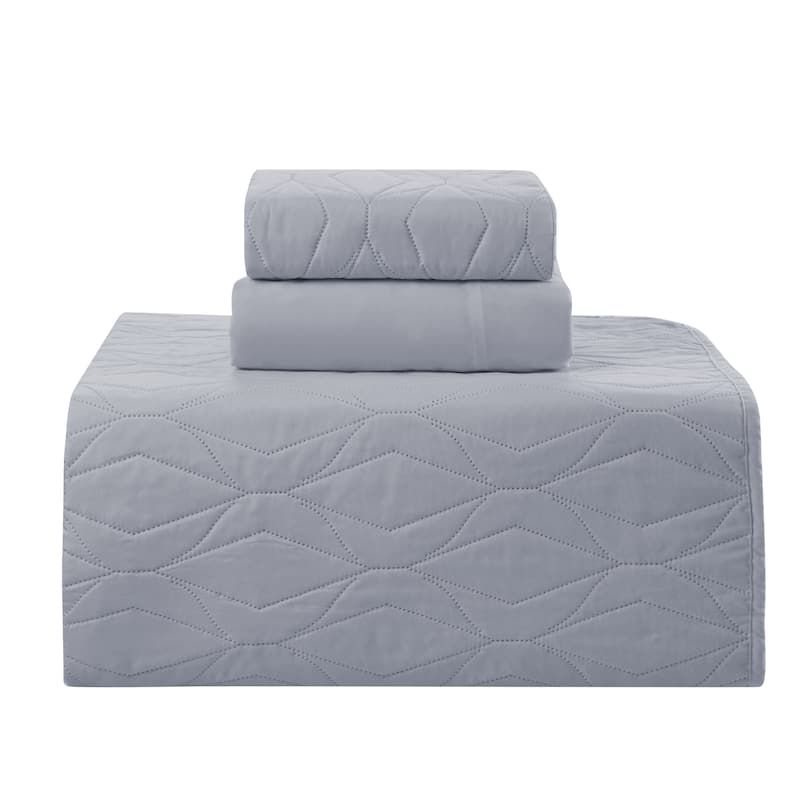 Clara Clark Ellipse Weave Toddler Bedding Set, 3PC Bedspread Set - All Season Quilted Comforter, Fitted Sheet, and Pillow Sham