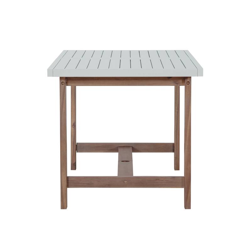 5-Piece Outdoor Acacia Wood Dining Set with Rectangular Table and Umbrella Hole for Family Gatherings