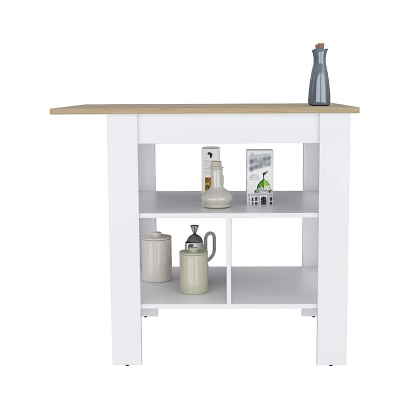 Kitchen Island with 3 Storage Shelves, Wide Top Surface, 35.4" Height, Stylish Modern Design
