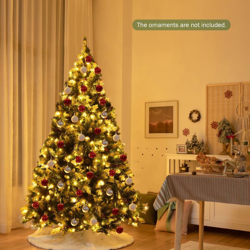 Gymax 6/7.5/9 FT Pre-lit Snow Sprayed Christmas Tree Artificial Xmas - See details - 6 Foot