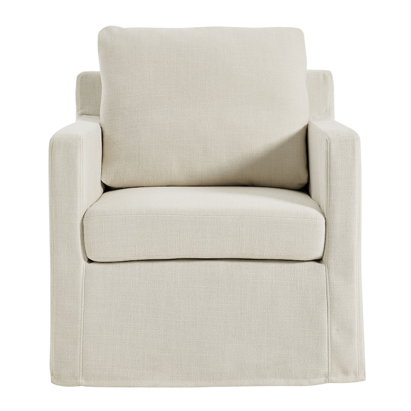 Serene Fabric Slipcovered Swivel Armchair