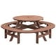 preview thumbnail 8 of 7, 10-12 Person Outdoor Patio Fir Wood Round Picnic Dining Set with Built-in Benches and Umbrella Hole